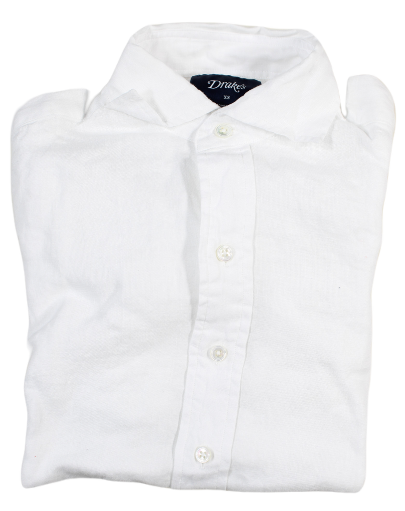 Drake's – White Linen Shirt