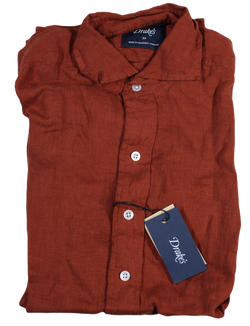 Drake's – Rust Orange Linen Shirt