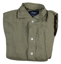 Drake's – Olive Linen Shirt