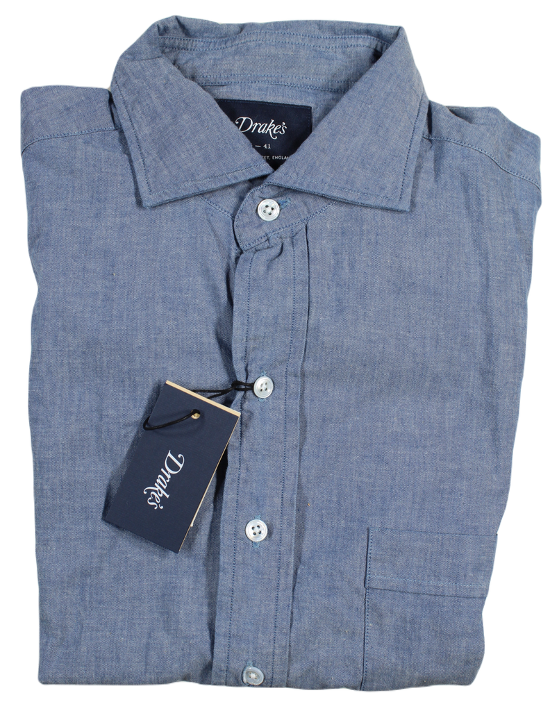 Drake's – Chambray Shirt w/Spread Collar