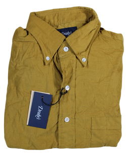 Drake's – Mustard Corduroy Button-down Collar Shirt