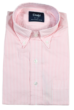 Drake's – Pink Candy Stripe Button-down Collar Shirt