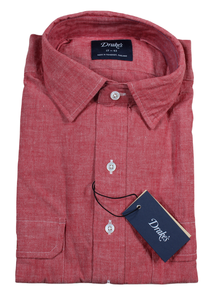 Drake's – Red Chambray Utility Shirt