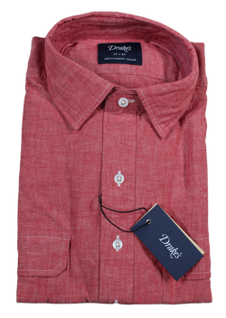 Drake's – Red Chambray Utility Shirt