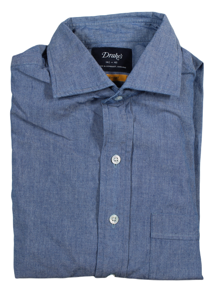 Drake's – Easyday Chambray Shirt w/Spread Collar