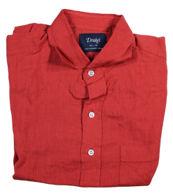 Drake's – Red/Orange Linen Shirt