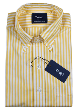 Drake's – Yellow University Stripe Shirt w/Button Down Collar