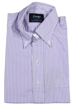 Drake's – Lavender Banker's Stripe Shirt w/Button-down Collar