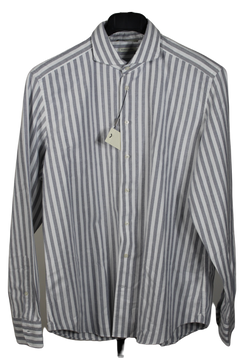 Suitsupply – Faded Indigo Stripe Cutaway Collar Flannel Shirt