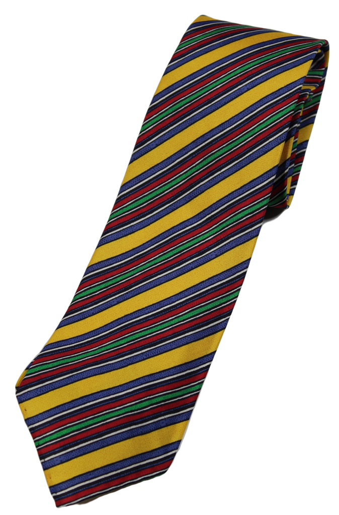 Drake's – Yellow Silk Tie w/Multicolor Repp Stripe