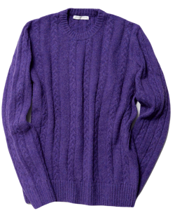 Uncommon Man - Purple Shetland Cable-Knit Sweater